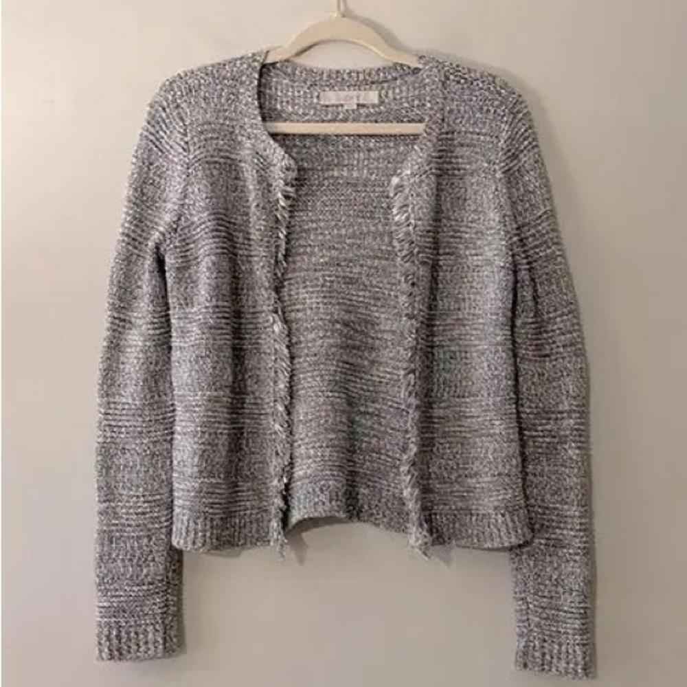 Ann Taylor LOFT Jacket Sz Med Multicolor Tweed Open Front Career Blazer Sweater